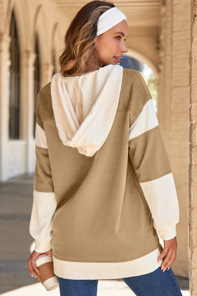 PREORDER Kaelyn Contrast Button Up Hoodie