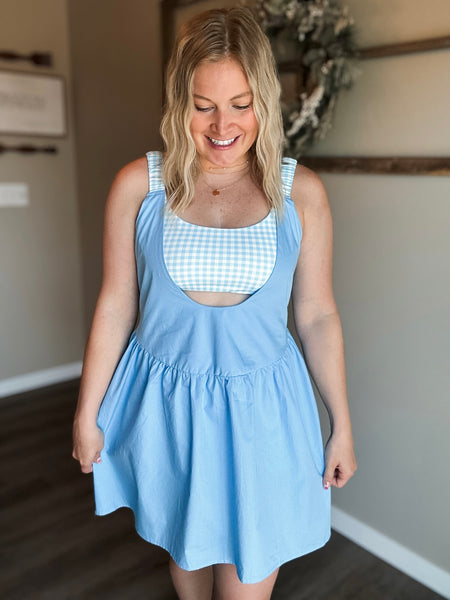 Set Point Gingham Active Dress - SIZE MEDIUM