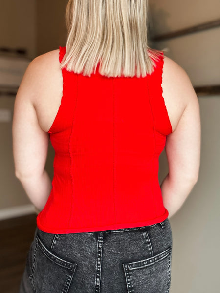 Camdyn Ribbed Tank Top - Red