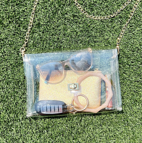 Clear Stadium Bag/Wristlet Set - Purple