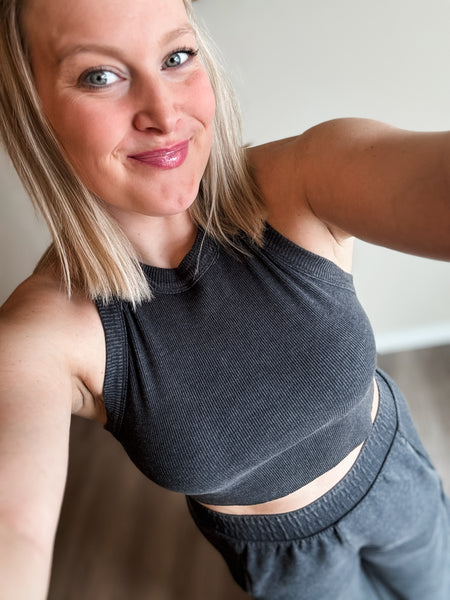 Cyndi Halter & Pants Set - Charcoal