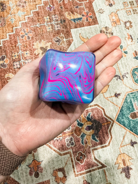 Tie Dye Stress Cube Squishy -  Blue/Pink