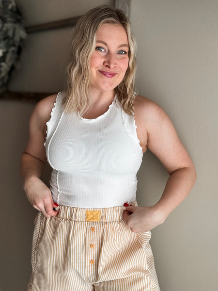 Camdyn Ribbed Tank Top - White