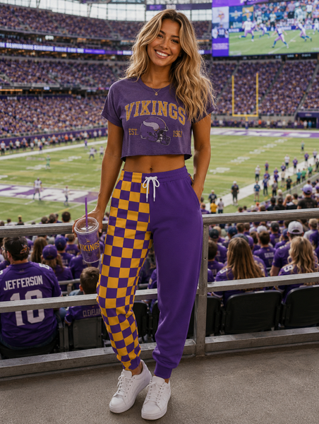 PREORDER Spiritwear Checkered Split Leg Bottom - MN VIKINGS