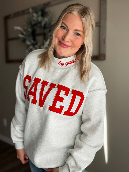 PREORDER Saved By Grace Mock Neck Sweatshirt