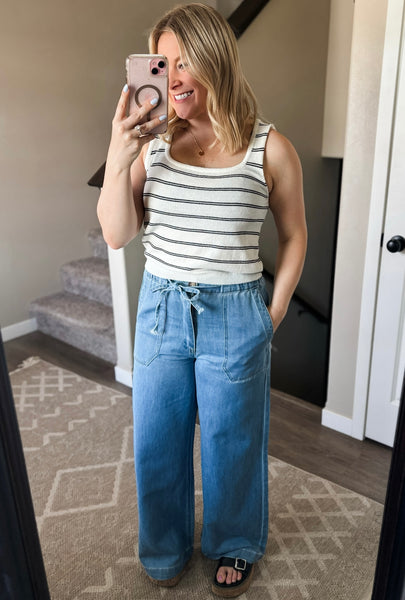 Calypso Paper Bag Wide Leg Jeans