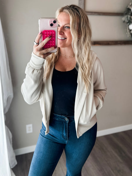 Lucie Ribbed Zip Jacket - SIZE LARGE