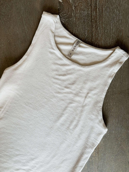 Double Layered Round Neck Tank Top - Beige