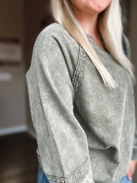 Annalisa Lace Patchwork Sweatshirt - SIZE MEDIUM