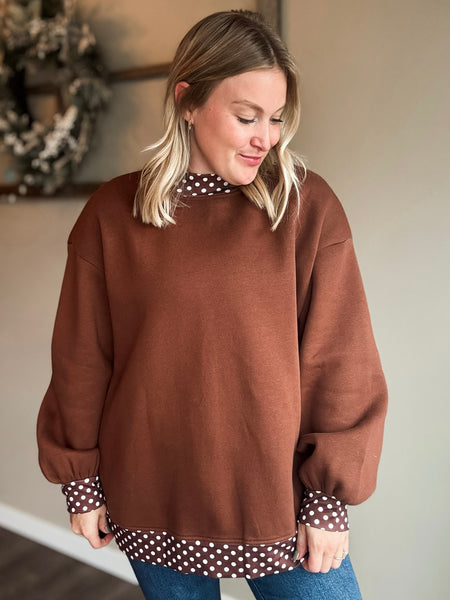 PREORDER Gwenna Polka Dot Mock Neck Pullover