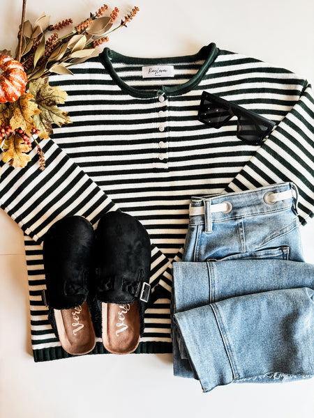PREORDER Lyra Stripe Henley Sweater