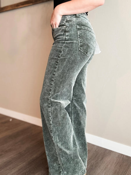 Miller Wide Leg Corduroy Pants - Forest