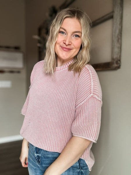 Love Note Waffle Knit Top - SIZE MEDIUM