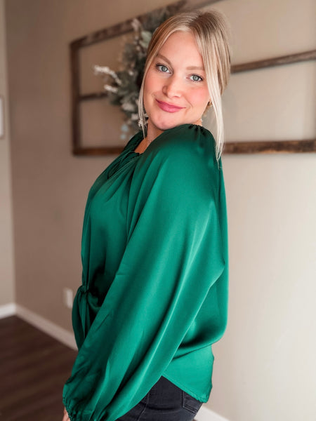 Evette Satin Front Tie Top