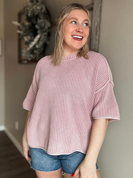 Love Note Waffle Knit Top - SIZE MEDIUM