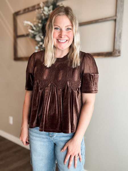 Cambri Velvet Babydoll Top