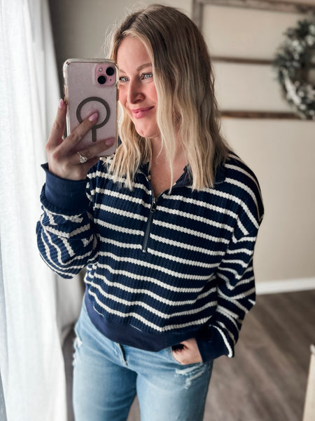 PREORDER Lively Stripe Half Zip Pullover