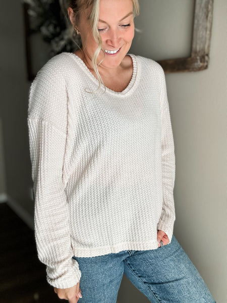 Baylor Waffle Knit Top - SIZE LARGE