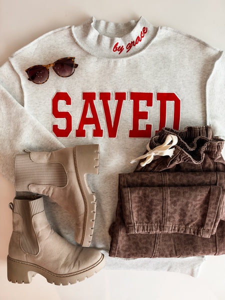 PREORDER Saved By Grace Mock Neck Sweatshirt