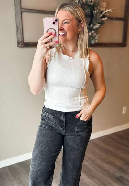 Camdyn Ribbed Tank Top - White