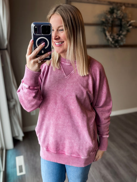 Torrance Mineral Wash Pullover - Cabernet