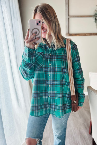 Wellesley Plaid Button Down Top