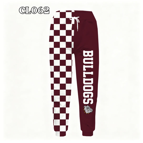 PREORDER Spiritwear Checkered Split Leg Bottom - BULLDOGS