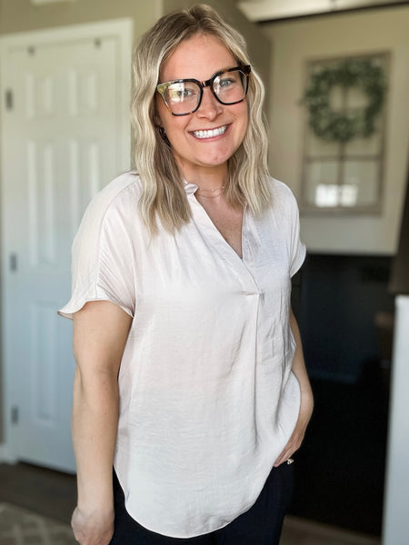 Luma V Neck Blouse - Papyrus
