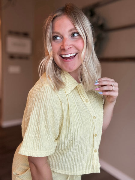 Del Mar Crinkle Loungewear Set - Yellow