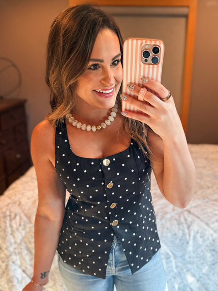 Minnie Polka Dot Linen Top