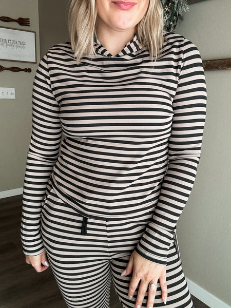 Megan Stripe Lounge Set - Black