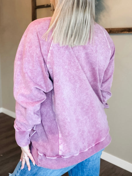 Torrance Mineral Wash Pullover - Cabernet
