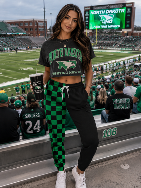 PREORDER Spiritwear Checkered Split Leg Bottom - UND FIGHTING HAWKS