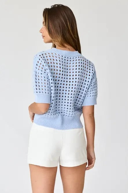 Alina Cropped Crochet Top - Blue