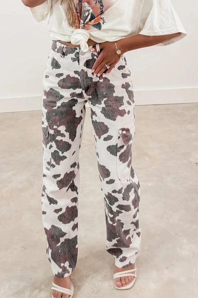 PREORDER Pasture Perfect Cow Print Denim Pant