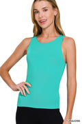 Double Layered Round Neck Tank Top - Turquoise