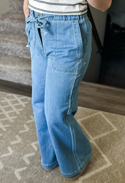 Calypso Paper Bag Wide Leg Jeans