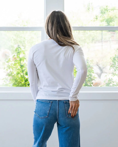 Down to the Basics Long Sleeve Top in White