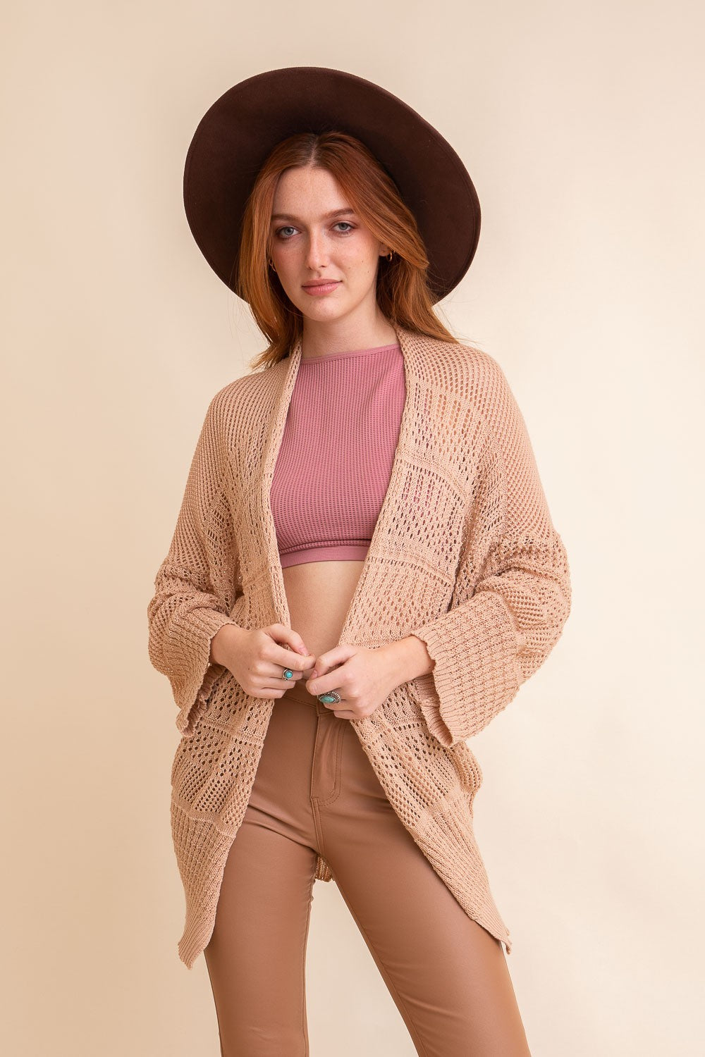 Kairi Netted Cardigan - Beige