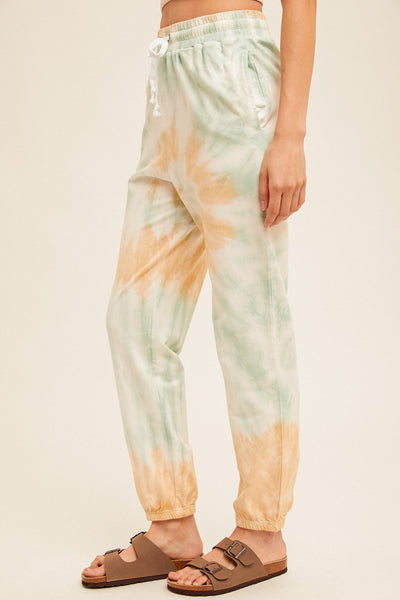 Cloud Nine Tie-Dye Joggers - Taupe/Mint