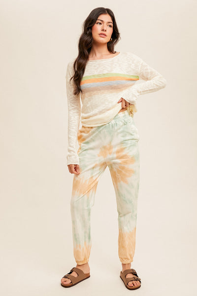 Cloud Nine Tie-Dye Joggers - Taupe/Mint