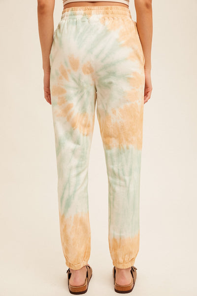Cloud Nine Tie-Dye Joggers - Taupe/Mint