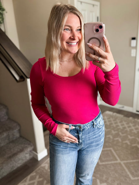 Neena Micro-Ribbed Long Sleeve - Pink