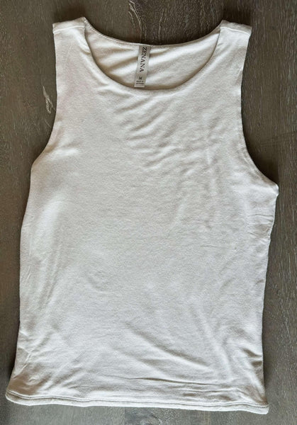 Double Layered Round Neck Tank Top - Beige