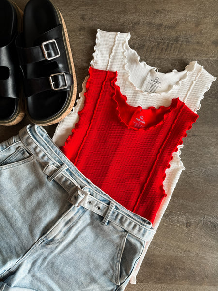 Camdyn Ribbed Tank Top - Red
