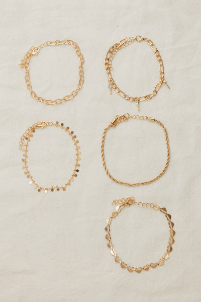 Golden Layers Anklet/Bracelet Set