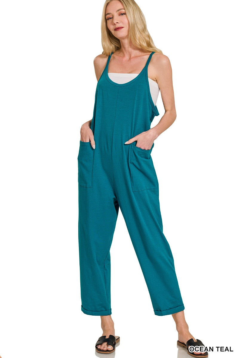 Totally Me Spaghetti Strap Jumpsuit RL - Ocean Teal