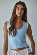 Meera Double-Layered Luxe Tank - Bright Blue