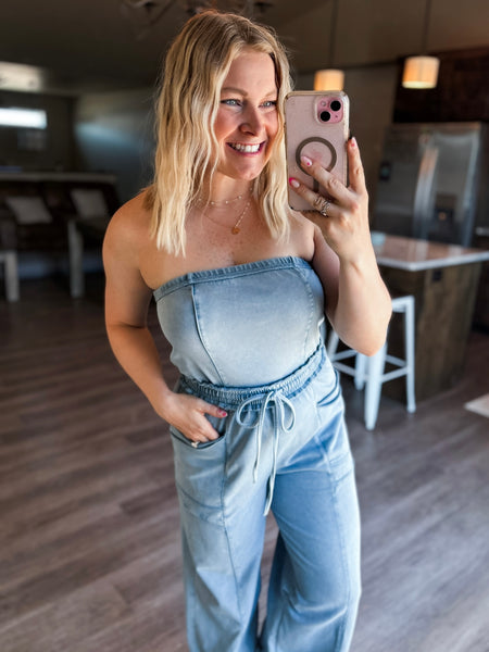 Odessa Washed Strapless Jumpsuit