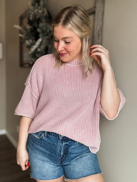 Love Note Waffle Knit Top - SIZE MEDIUM